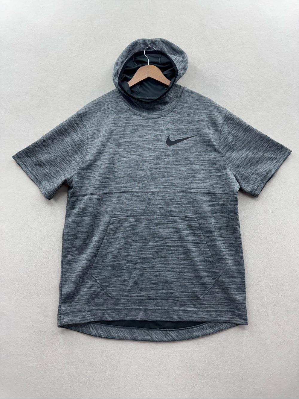 Nike Mens XL Grey Hoodie Dri-FIT Short Sleeve Training Pullover